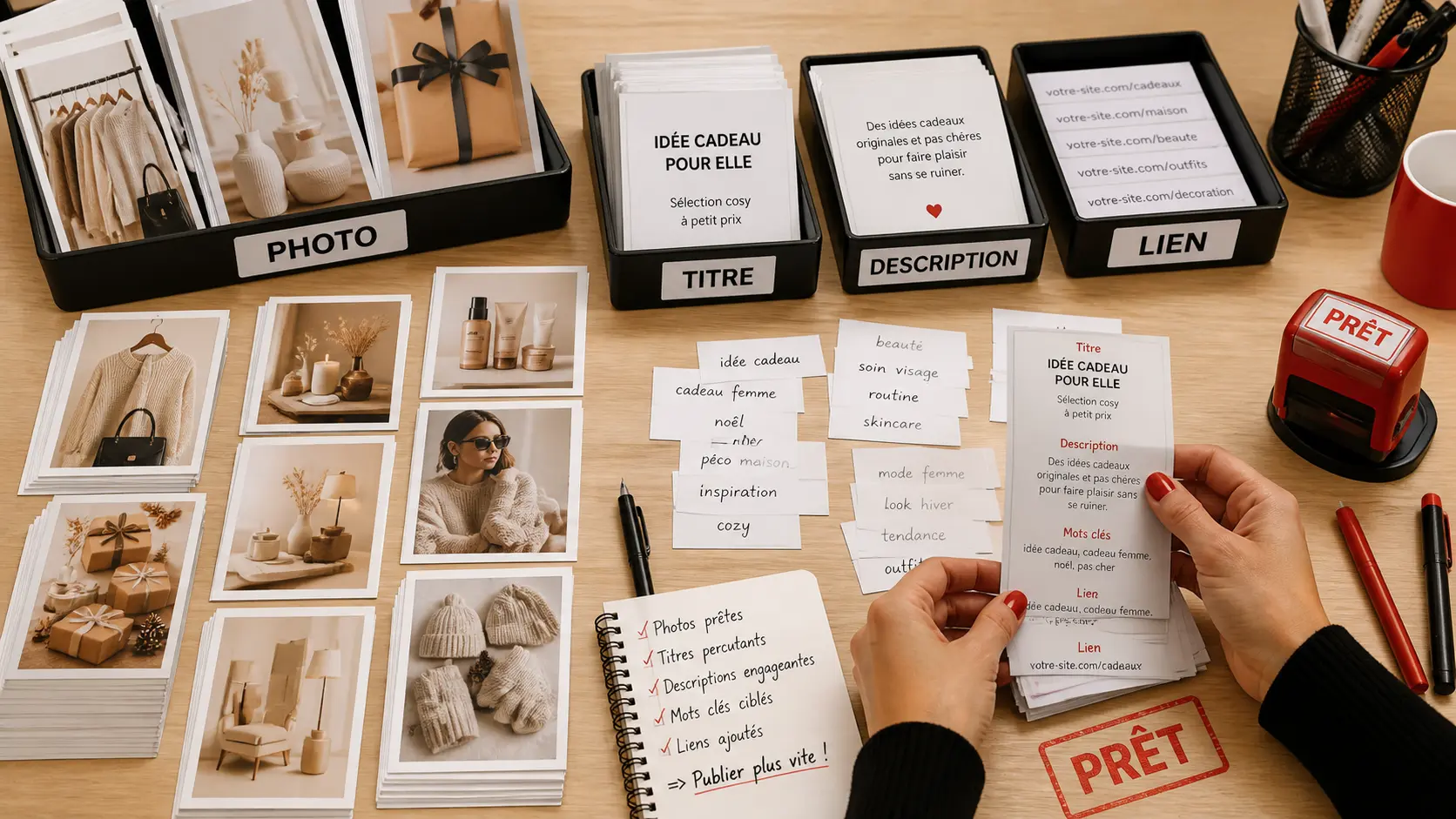 Cartes de photos, titres, descriptions, mots clés et liens pour Pinterest